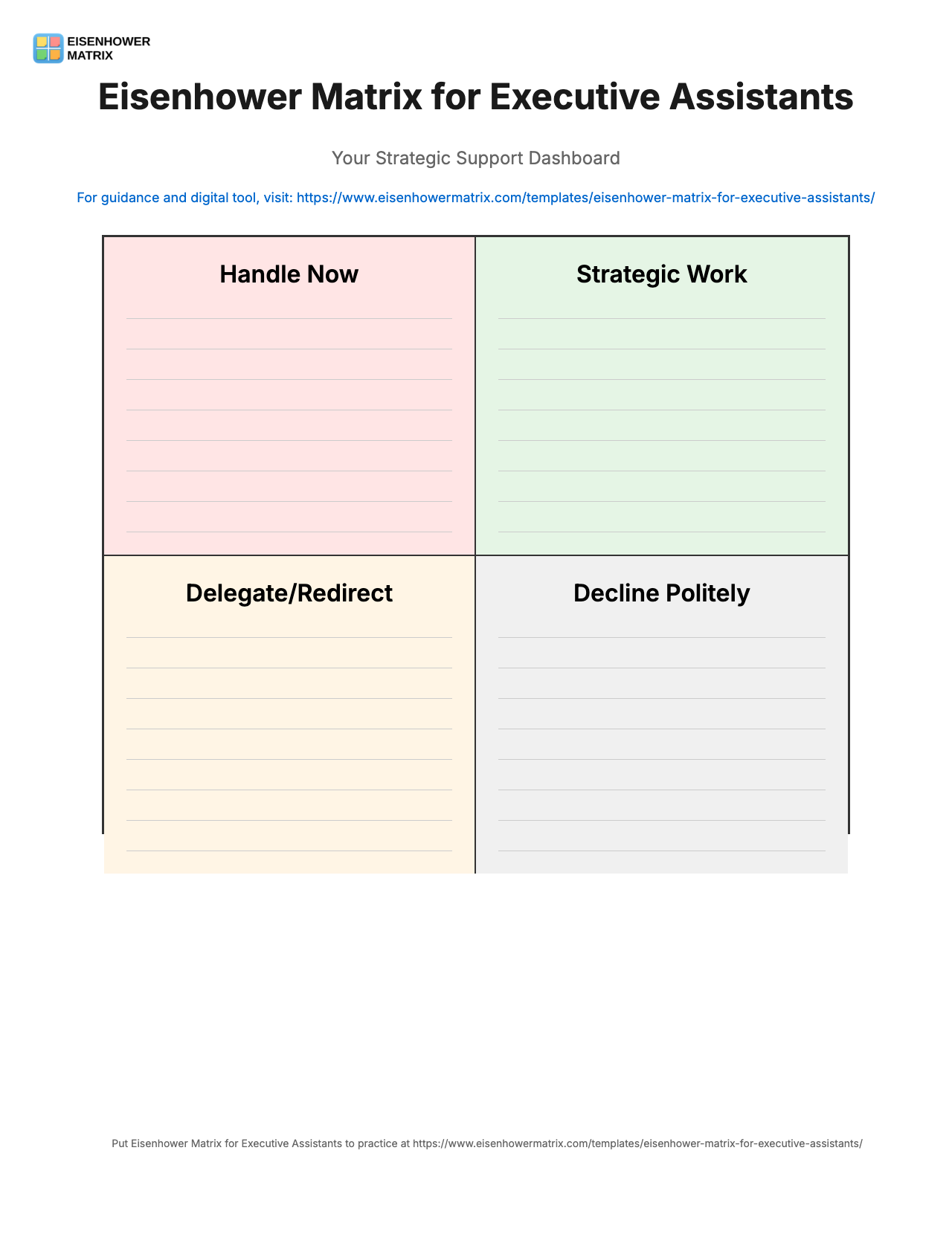Eisenhower Matrix for Executive Assistants